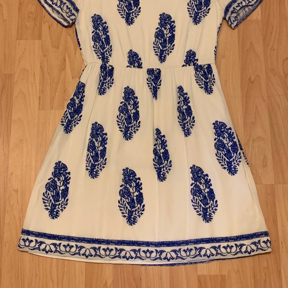 Tea & Cup Blue White Elastic Waist Dress - Picture 2 of 7